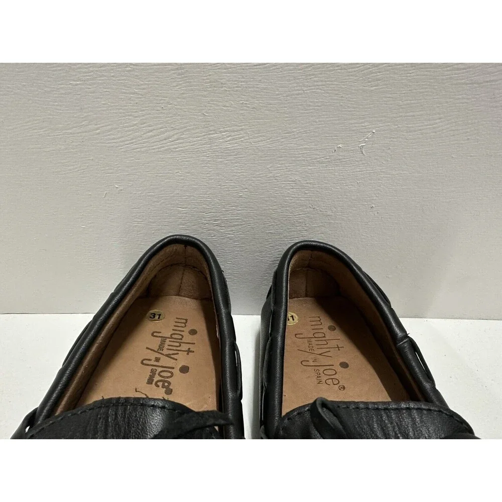 Mighty Joe boys size EU 31 US 13 black leather slip on moccasins shoes